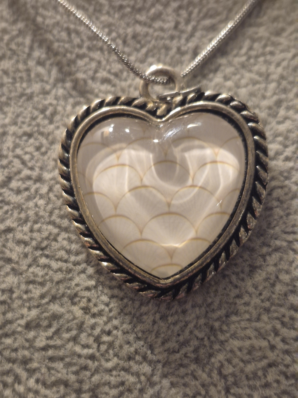 Heart Pendant Necklace in White and Silver-Tone